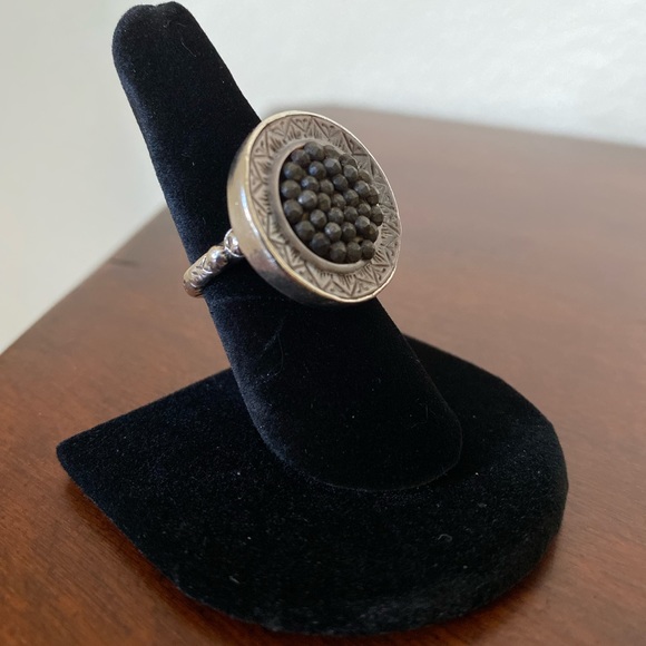 Sterling Silver Antique Button Ring - Picture 2 of 5